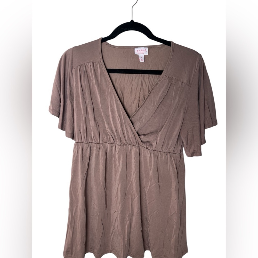 Isabel Maternity Taupe Wrap Neck Shirt